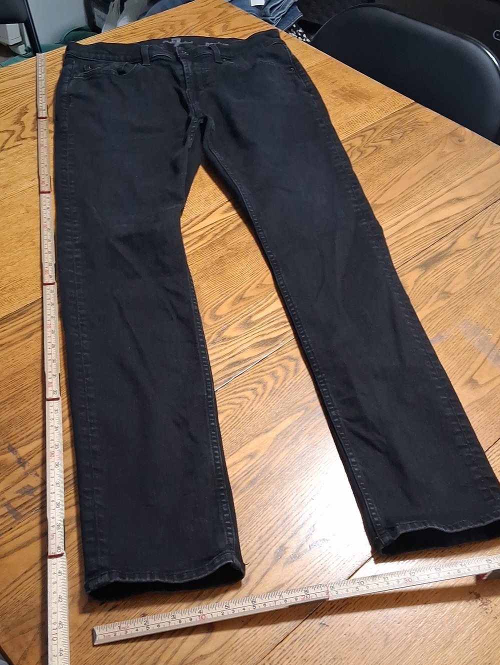 7 FOR ALL MANKIND Mens Jeans BLACK Faded 33 PAXTYN Denim Used TAPERED ? Pants